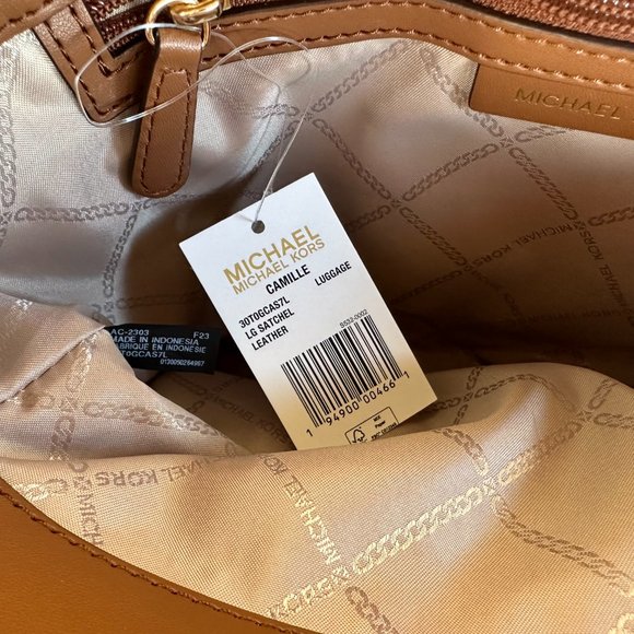 Michael Kors Camille Large Satchel Shoulder Crossbody Leather Bag Brown - Picture 10 of 13